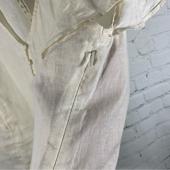 NWT Madewell natural off white linen Angel wing sleeves button front top 16 - Picture 7 of 10